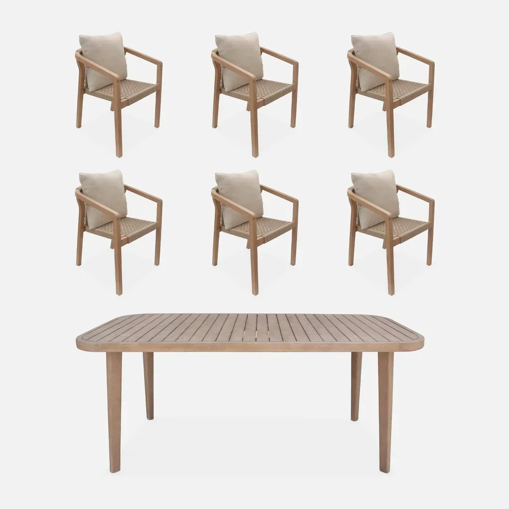 Table de jardin 6 personnes eucalyptus massif 180 cm intérieur extérieur