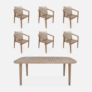 Table de jardin 6 personnes eucalyptus massif 180 cm intérieur extérieur