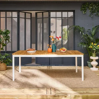 Table de jardin acacia 10 personnes Senora 200 cm arrondie