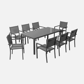 Table de jardin aluminium 8 places Capua moderne empilable