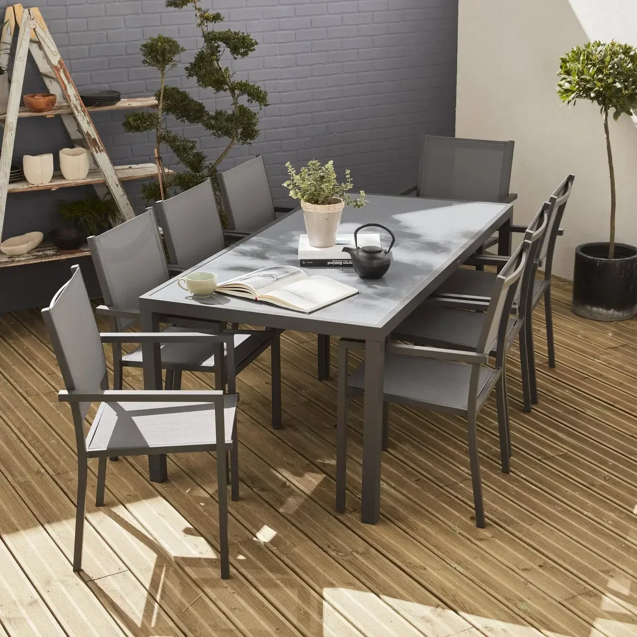 Table de jardin aluminium 8 places Capua moderne empilable