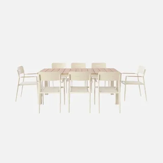Aluminium Gartentisch 8 Sitze beige und Holz Edera