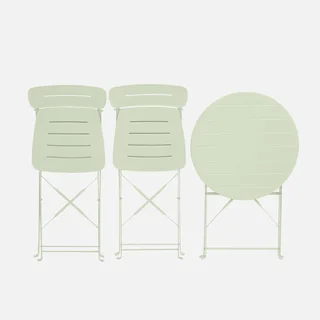 Set bistrot pliant balcon 2 places acier pastel style cosy