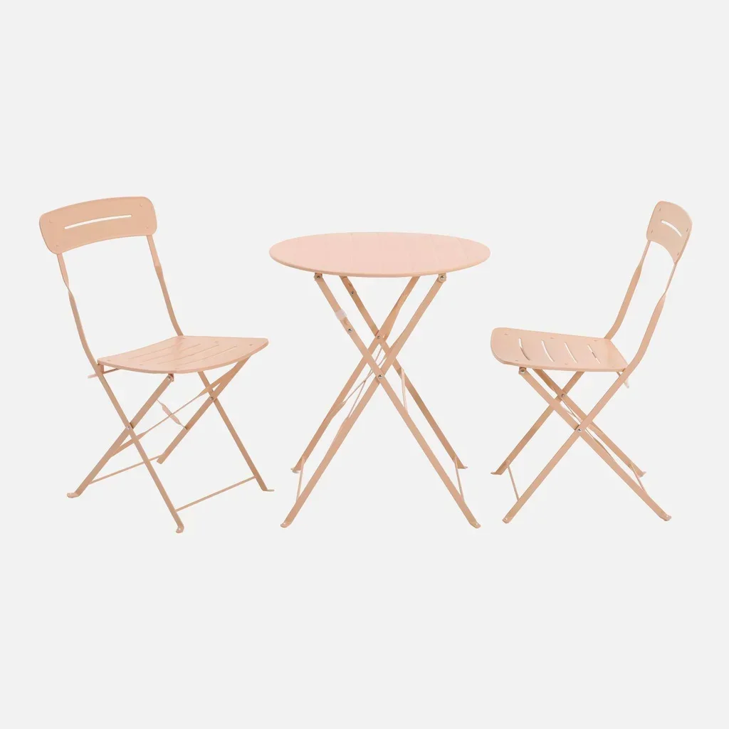 Set bistrot pliant balcon 2 places acier pastel compact