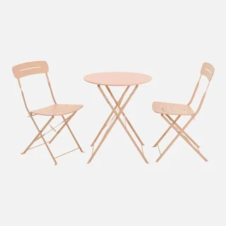 Set bistrot pliant balcon 2 places acier pastel compact