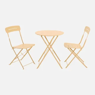 Set bistrot pliant balcon 2 places acier pastel style cosy
