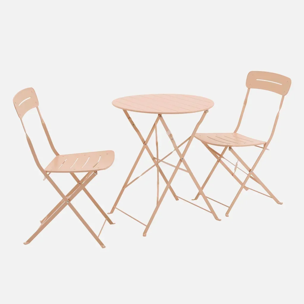 Set bistrot pliant balcon 2 places acier pastel compact