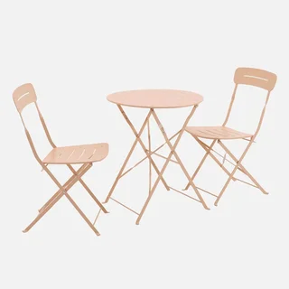 Set bistrot pliant balcon 2 places acier pastel compact