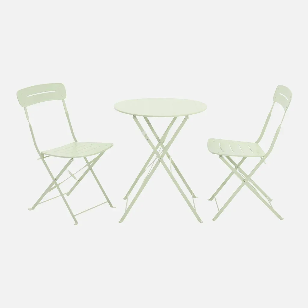 Set bistrot pliant balcon 2 places acier pastel style cosy