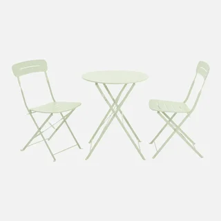 Set bistrot pliant balcon 2 places acier pastel style cosy