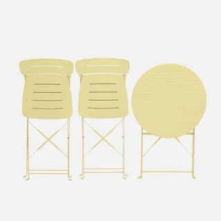Table bistrot ronde pliante acier 2 places balcon jardin