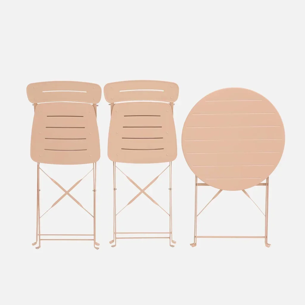 Set bistrot pliant balcon 2 places acier pastel compact