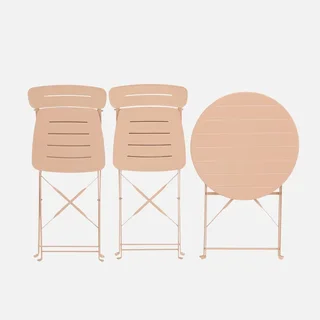 Set bistrot pliant balcon 2 places acier pastel compact