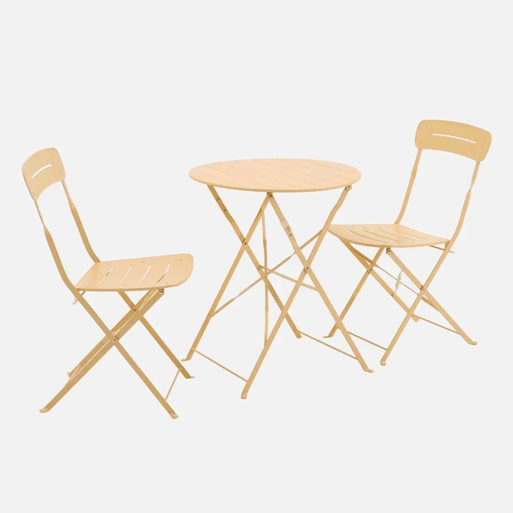 Set bistrot pliant balcon 2 places acier pastel style cosy