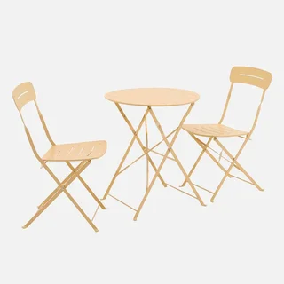 Set bistrot pliant balcon 2 places acier pastel style cosy