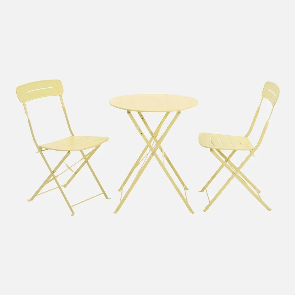 Table bistrot ronde pliante acier 2 places balcon jardin
