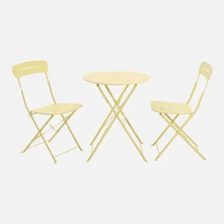 Table bistrot ronde pliante acier 2 places balcon jardin