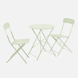 Set bistrot pliant balcon 2 places acier pastel style cosy