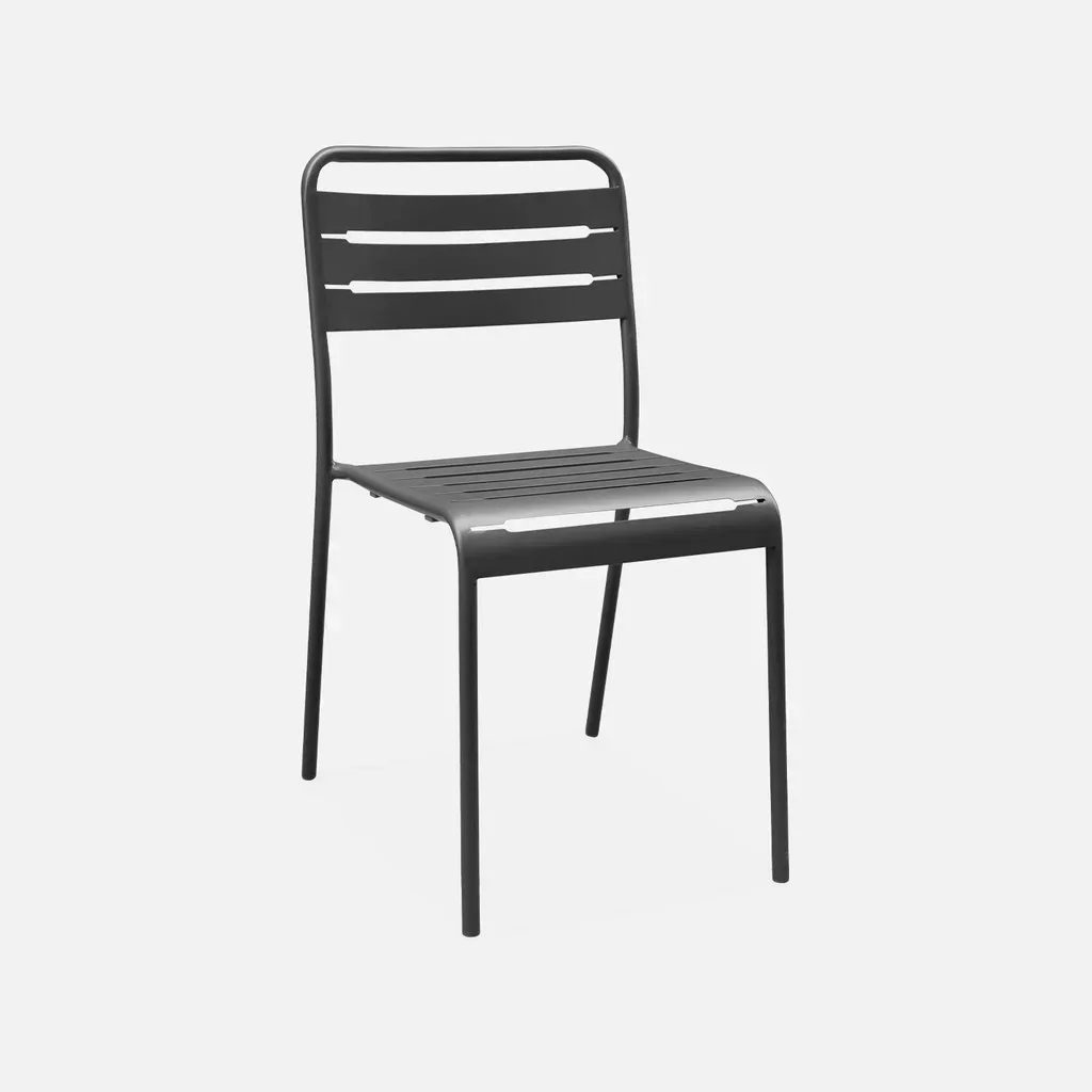 Table de jardin bois eucalyptus 180 cm avec 6 chaises métal intérieur extérieur