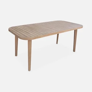 Table de jardin bois eucalyptus 180 cm avec 6 chaises métal intérieur extérieur