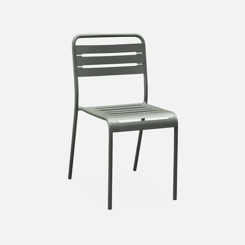 Table jardin eucalyptus 180 cm 6 chaises métal intérieur extérieur