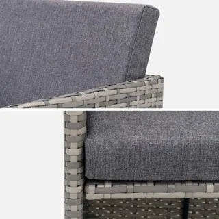 Mesa de jardín de resina trenzada 8 plazas Vabo gris conjunto exterior