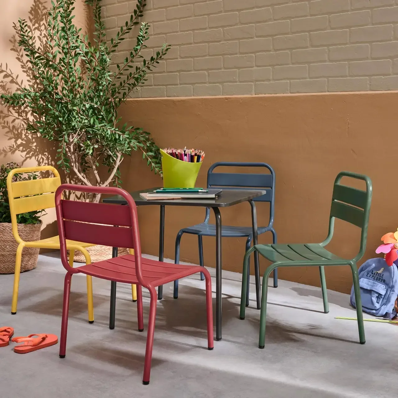 Table jardin enfant 4 chaises métal Anna - 3 à 6 ans