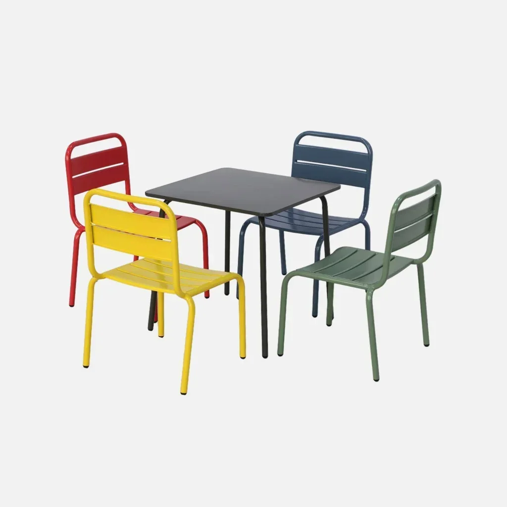 Table jardin enfant 4 chaises métal Anna - 3 à 6 ans
