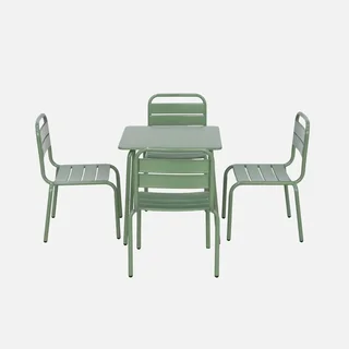 Kinder Gartentisch mit 4 Metallstühlen Anna