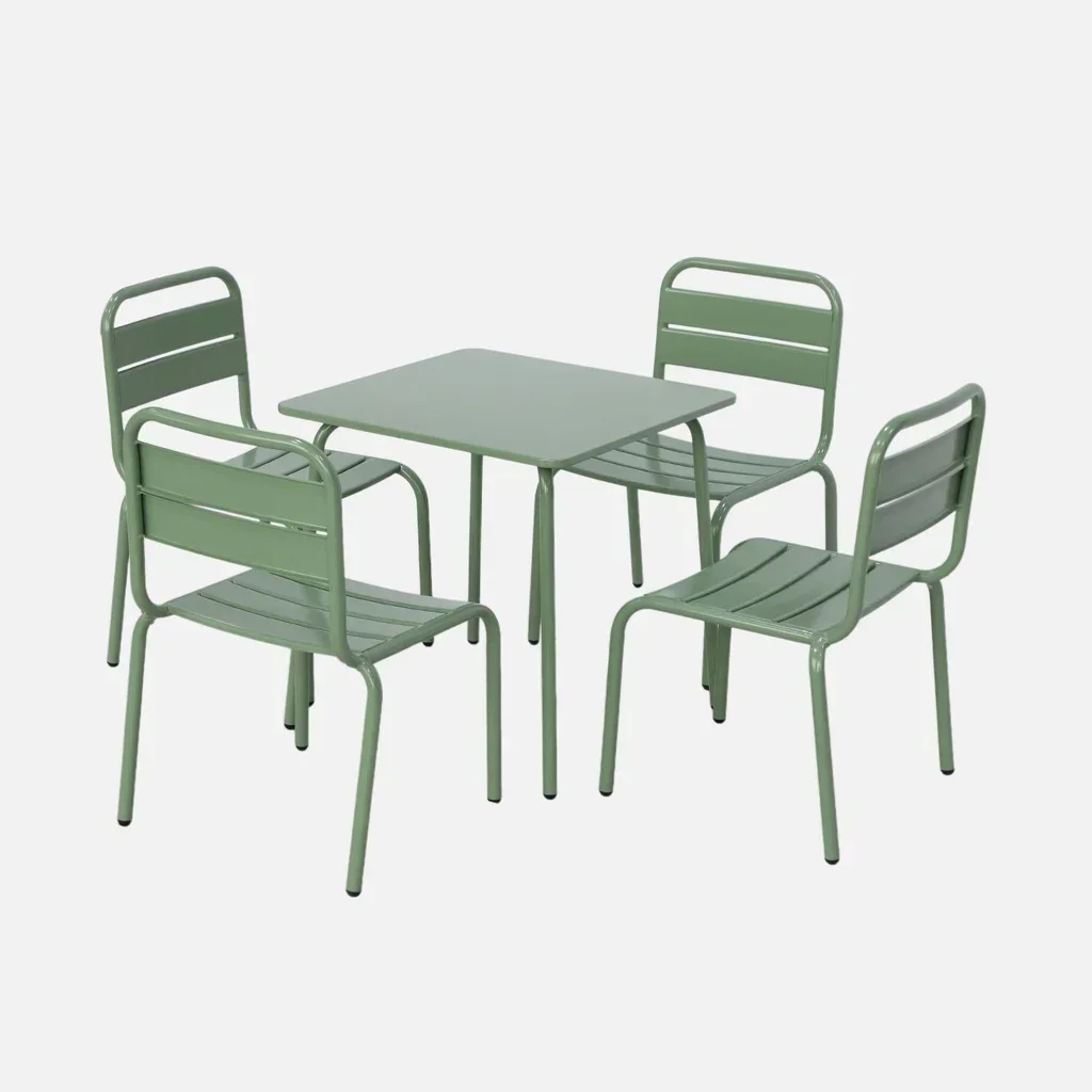 Kinder Gartentisch mit 4 Metallstühlen Anna