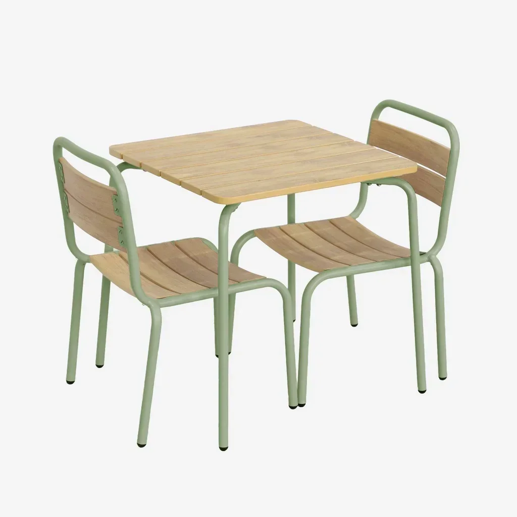 Table de jardin enfant acier bois avec 2 sièges extérieur