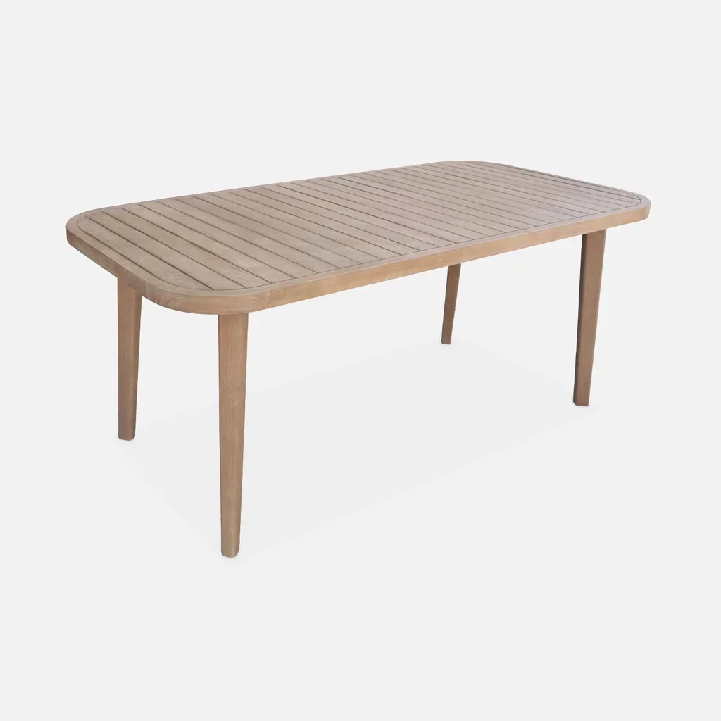 Gartentisch Eukalyptus Holz 180 cm 6 Personen Seil Metall Indoor Outdoor Terrassenmöbel