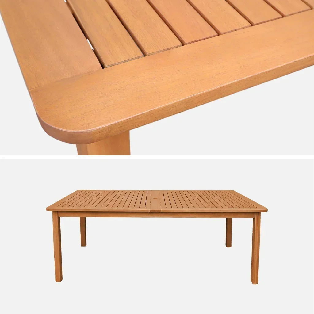 Table de jardin extensible bois eucalyptus 6 à 12 personnes terrasse