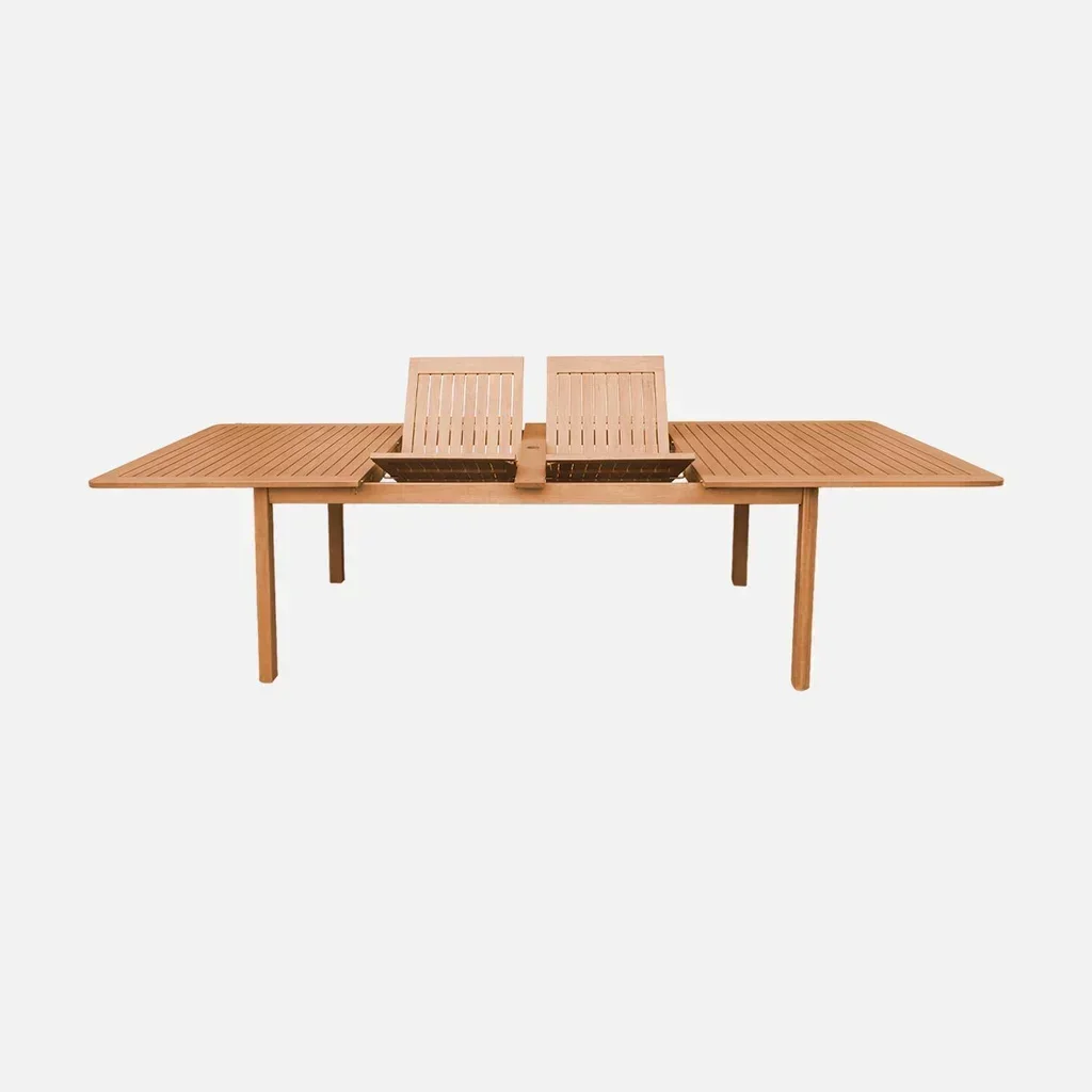 Table de jardin extensible bois eucalyptus 6 à 12 personnes terrasse