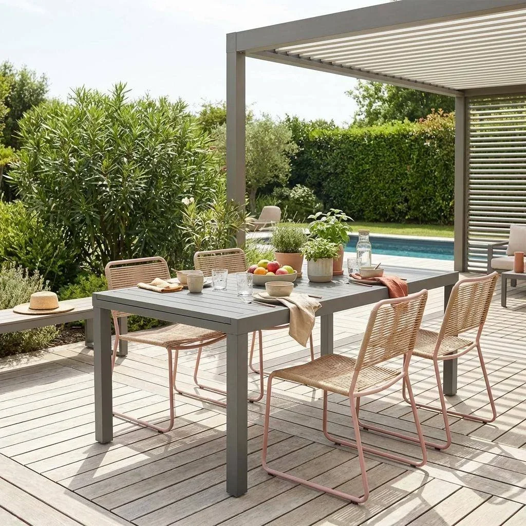 Table de jardin extensible aluminium Elora 10-12 personnes