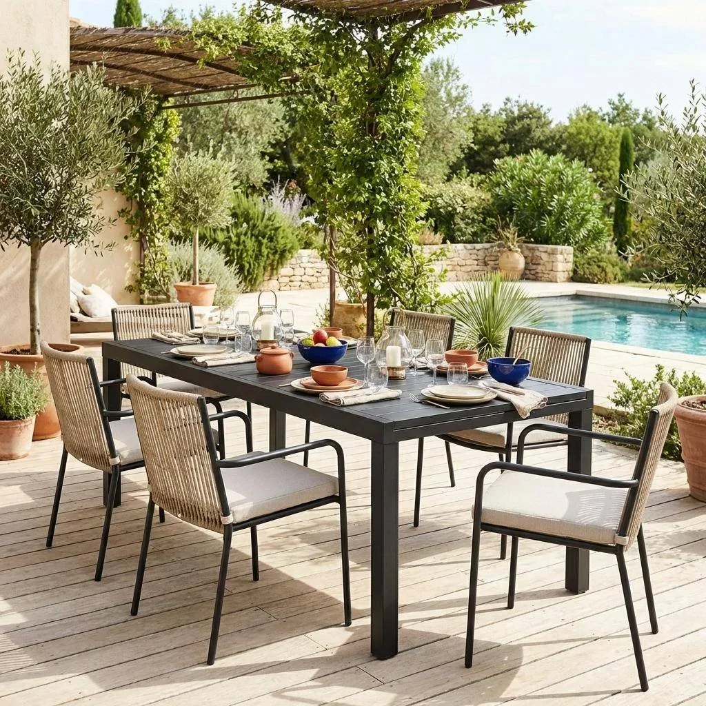 Table de jardin extensible aluminium Elora 10-12 personnes