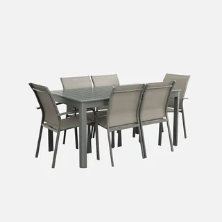Mesa de jardín extensible aluminio 6 plazas Seattle antracita