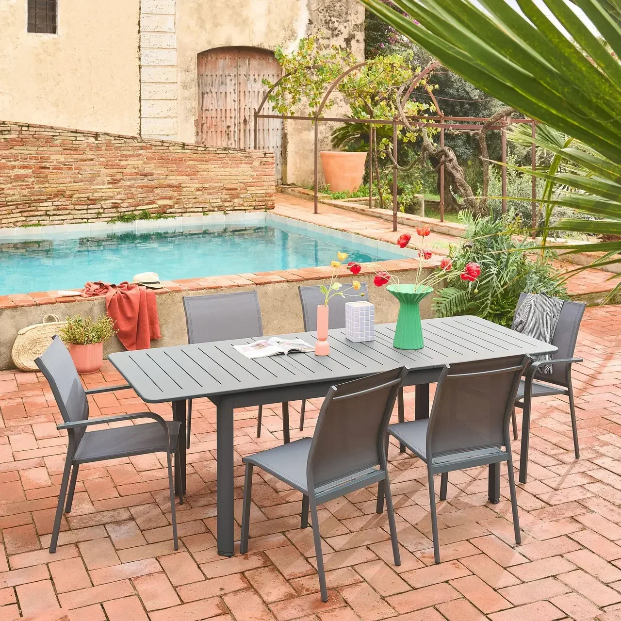 Table de jardin extensible aluminium 6 places Seattle