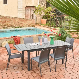 Mesa de jardín extensible de aluminio 6 plazas Seattle