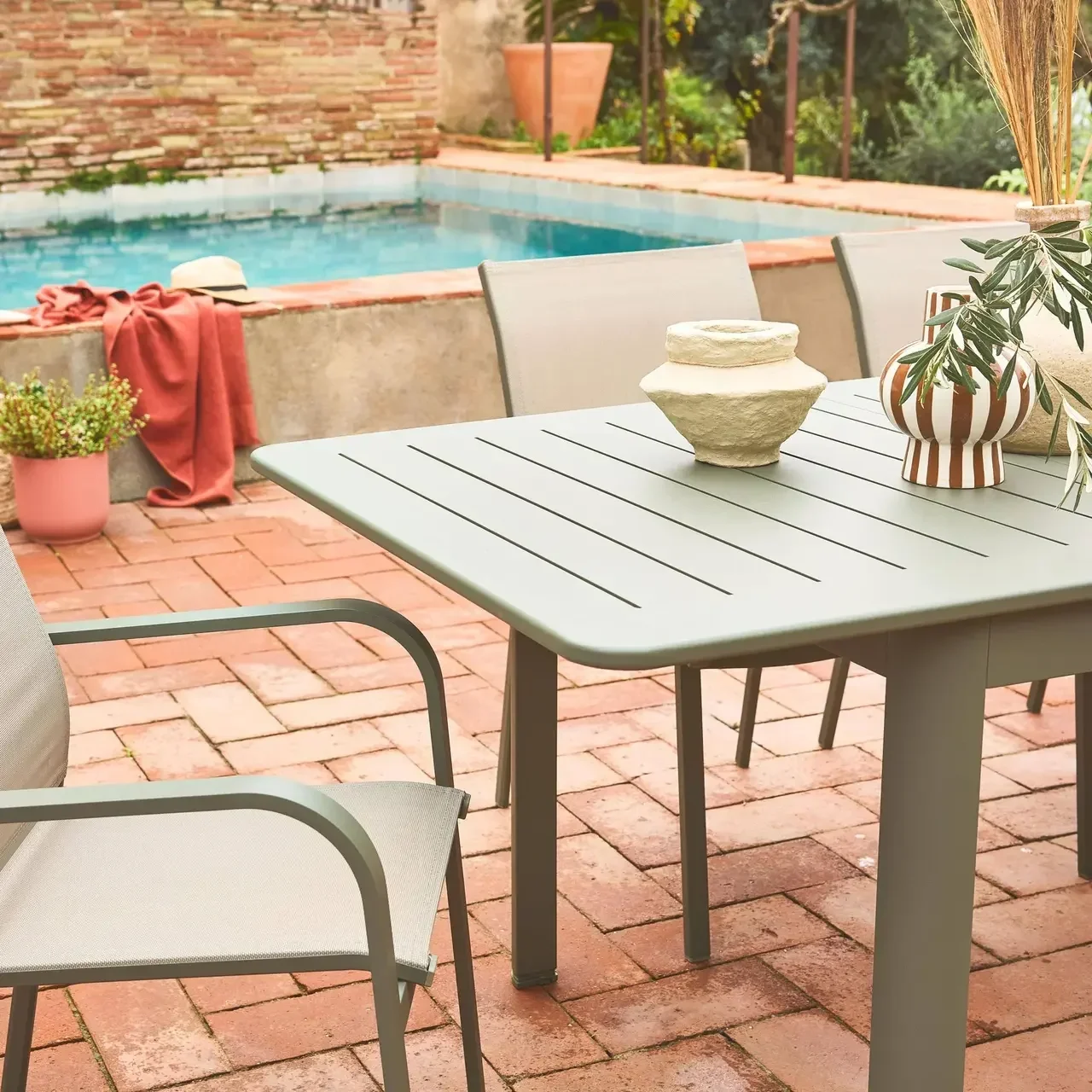 Mesa de jardín extensible aluminio 6 plazas Seattle antracita