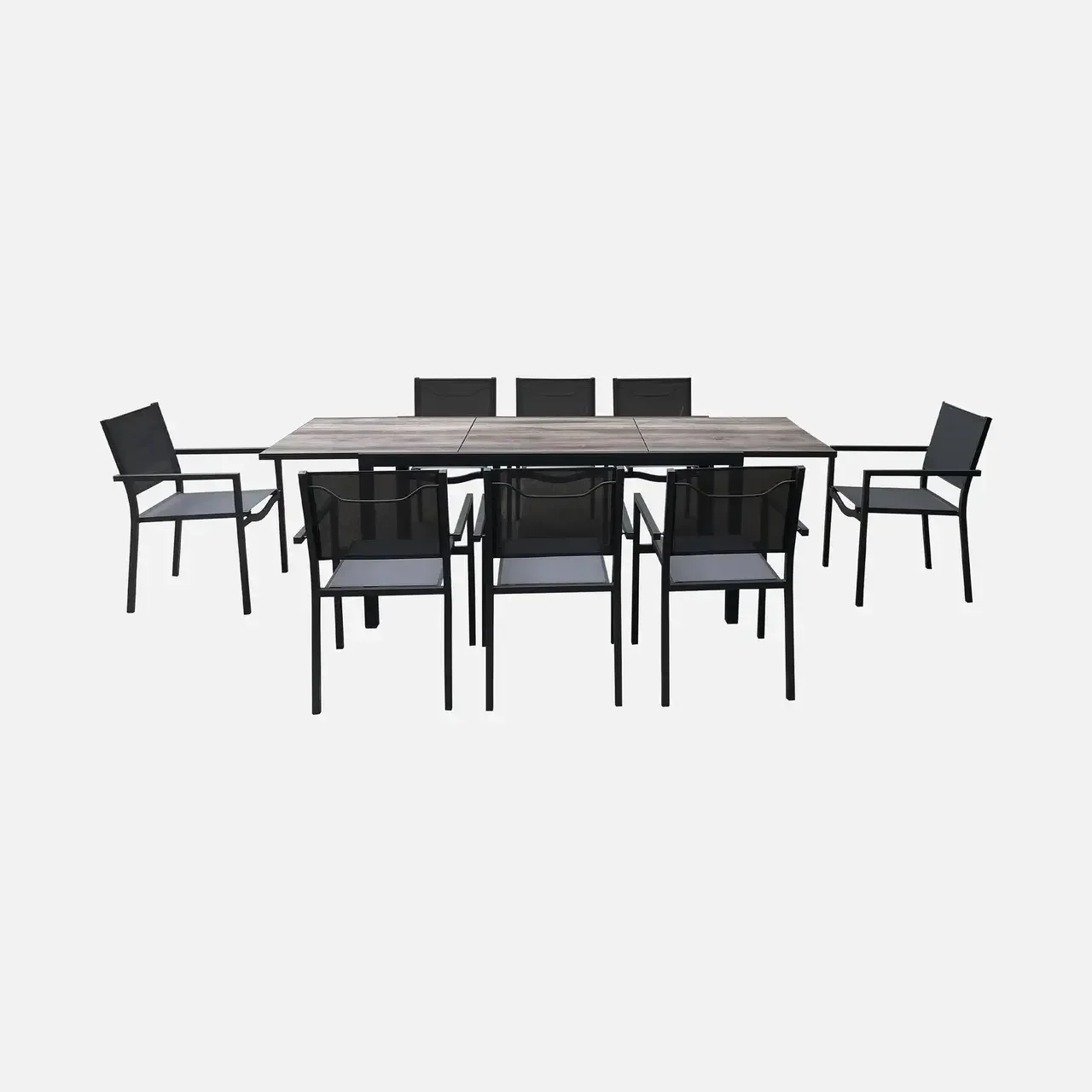 Ausziehbarer Gartentisch Aluminium 8 Sitze Nashville Holzeffekt
