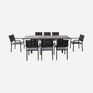 Ausziehbarer Gartentisch Aluminium 8 Sitze Nashville Holzeffekt