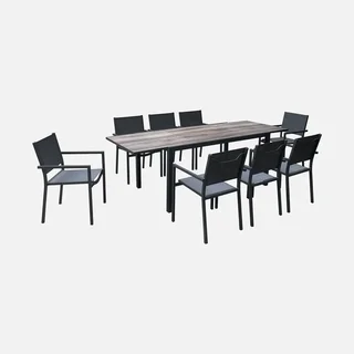 Ausziehbarer Gartentisch Aluminium 8 Sitze Nashville Holzeffekt