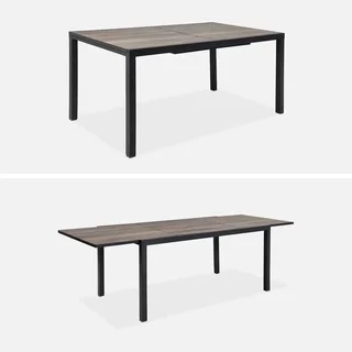 Ausziehbarer Gartentisch Aluminium 8 Sitze Nashville Holzeffekt