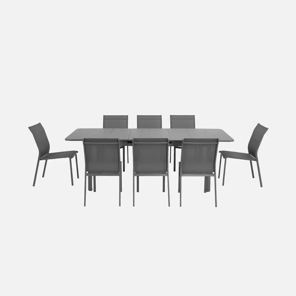 Table de jardin extensible aluminium 8 places Soria avec chaises Buffalo