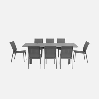Table de jardin extensible aluminium 8 places Soria avec chaises Buffalo