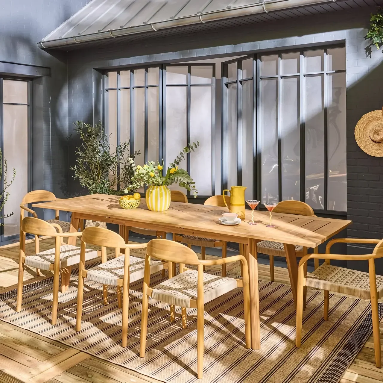 Table de jardin extensible bois acacia 8 places Palena