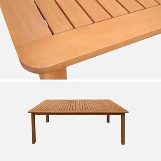 Table de jardin extensible bois eucalyptus 6-8 places avec emplacement parasol