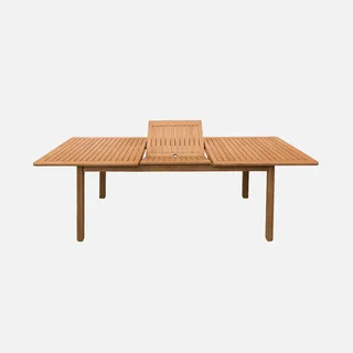 Table de jardin extensible bois eucalyptus 6-8 places avec emplacement parasol