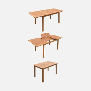 Mesa de jardín extensible de eucalipto 6 plazas con extensión mariposa